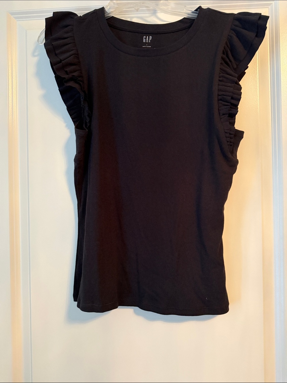 GAP Black Ruffle Sleeve Tank Top